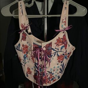 Adore Me Floral Corset Top - Pink and Purple